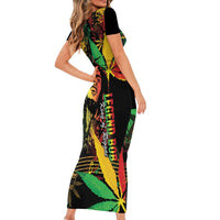King Of Reggae Legend Bob Short Sleeve Bodycon Dress Rasta Cannabis - Wonder Print Shop