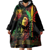 King Of Reggae Legend Bob Wearable Blanket Hoodie Rasta Cannabis - Wonder Print Shop
