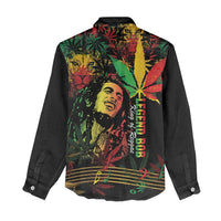King Of Reggae Legend Bob Women Casual Shirt Rasta Cannabis - Wonder Print Shop