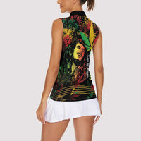 King Of Reggae Legend Bob Women Sleeveless Polo Shirt Rasta Cannabis - Wonder Print Shop