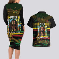Jamaica Reggae Legend Tosh Couples Matching Long Sleeve Bodycon Dress and Hawaiian Shirt Cannabis Pattern - Wonder Print Shop