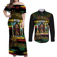 Jamaica Reggae Legend Tosh Couples Matching Off Shoulder Maxi Dress and Long Sleeve Button Shirt Cannabis Pattern - Wonder Print Shop
