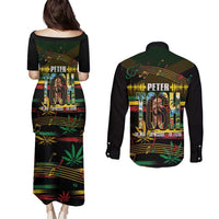 Jamaica Reggae Legend Tosh Couples Matching Puletasi and Long Sleeve Button Shirt Cannabis Pattern - Wonder Print Shop