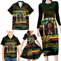 Jamaica Reggae Legend Tosh Family Matching Long Sleeve Bodycon Dress and Hawaiian Shirt Cannabis Pattern - Wonder Print Shop