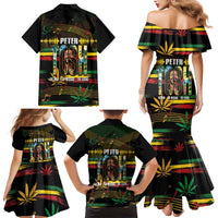 Jamaica Reggae Legend Tosh Family Matching Mermaid Dress and Hawaiian Shirt Cannabis Pattern - Wonder Print Shop
