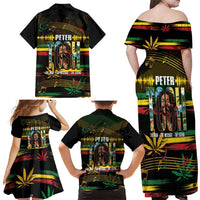 Jamaica Reggae Legend Tosh Family Matching Off Shoulder Maxi Dress and Hawaiian Shirt Cannabis Pattern - Wonder Print Shop