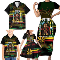 Jamaica Reggae Legend Tosh Family Matching Short Sleeve Bodycon Dress and Hawaiian Shirt Cannabis Pattern - Wonder Print Shop