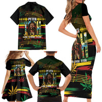 Jamaica Reggae Legend Tosh Family Matching Short Sleeve Bodycon Dress and Hawaiian Shirt Cannabis Pattern - Wonder Print Shop