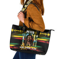 Jamaica Reggae Legend Tosh Leather Tote Bag Cannabis Pattern - Wonder Print Shop