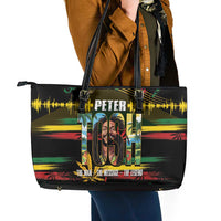 Jamaica Reggae Legend Tosh Leather Tote Bag Cannabis Pattern - Wonder Print Shop