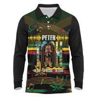 Jamaica Reggae Legend Tosh Long Sleeve Polo Shirt Cannabis Pattern - Wonder Print Shop