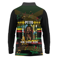 Jamaica Reggae Legend Tosh Long Sleeve Polo Shirt Cannabis Pattern - Wonder Print Shop