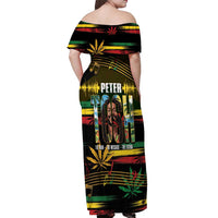 Jamaica Reggae Legend Tosh Off Shoulder Maxi Dress Cannabis Pattern - Wonder Print Shop