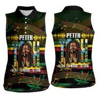 Jamaica Reggae Legend Tosh Women Sleeveless Polo Shirt Cannabis Pattern - Wonder Print Shop