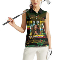 Jamaica Reggae Legend Tosh Women Sleeveless Polo Shirt Cannabis Pattern - Wonder Print Shop