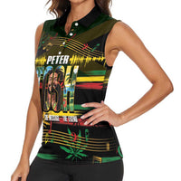 Jamaica Reggae Legend Tosh Women Sleeveless Polo Shirt Cannabis Pattern - Wonder Print Shop