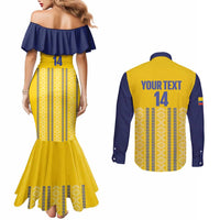 Custom Ecuador Football Couples Matching Mermaid Dress and Long Sleeve Button Shirt 2025 Come On La Tricolor - Wonder Print Shop