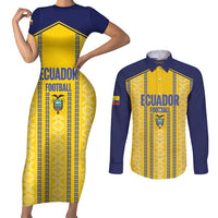 Custom Ecuador Football Couples Matching Short Sleeve Bodycon Dress and Long Sleeve Button Shirt 2025 Come On La Tricolor - Wonder Print Shop