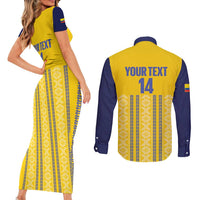 Custom Ecuador Football Couples Matching Short Sleeve Bodycon Dress and Long Sleeve Button Shirt 2025 Come On La Tricolor - Wonder Print Shop