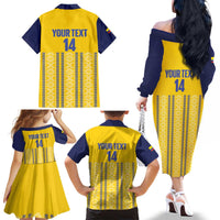 Custom Ecuador Football Family Matching Off The Shoulder Long Sleeve Dress and Hawaiian Shirt 2025 Come On La Tricolor - Wonder Print Shop