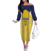 Custom Ecuador Football Family Matching Off The Shoulder Long Sleeve Dress and Hawaiian Shirt 2025 Come On La Tricolor - Wonder Print Shop
