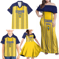 Custom Ecuador Football Family Matching Off Shoulder Maxi Dress and Hawaiian Shirt 2025 Come On La Tricolor - Wonder Print Shop