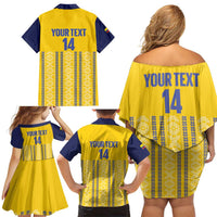 Custom Ecuador Football Family Matching Off Shoulder Short Dress and Hawaiian Shirt 2025 Come On La Tricolor - Wonder Print Shop