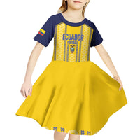 Custom Ecuador Football Kid Short Sleeve Dress 2025 Come On La Tricolor - Wonder Print Shop