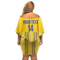 Custom Ecuador Football Off Shoulder Short Dress 2025 Come On La Tricolor - Wonder Print Shop