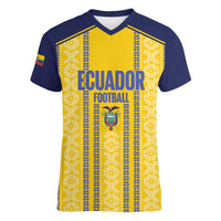 Custom Ecuador Football Women V-Neck T-Shirt 2025 Come On La Tricolor - Wonder Print Shop