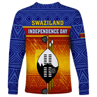Eswatini Independence Day Long Sleeve Shirt Swaziland Nguni Shield Gradient African Pattern - Wonder Print Shop