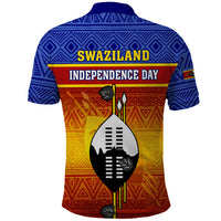 Eswatini Independence Day Polo Shirt Swaziland Nguni Shield Gradient African Pattern - Wonder Print Shop