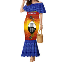 Personalised Eswatini Independence Day Mermaid Dress Swaziland Nguni Shield Gradient African Pattern - Wonder Print Shop