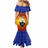 Personalised Eswatini Independence Day Mermaid Dress Swaziland Nguni Shield Gradient African Pattern - Wonder Print Shop