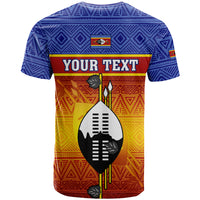 Personalised Eswatini Independence Day T Shirt Swaziland Nguni Shield Gradient African Pattern - Wonder Print Shop