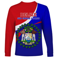 Belize Independence Day Long Sleeve Shirt Coat Of Arms Curve Style - Wonder Print Shop