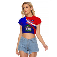 Belize Independence Day Raglan Cropped T Shirt Coat Of Arms Curve Style - Wonder Print Shop