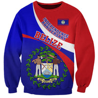 Belize Independence Day Sweatshirt Coat Of Arms Curve Style - Wonder Print Shop