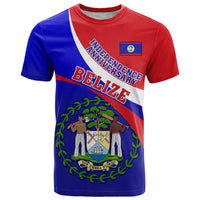 Belize Independence Day T Shirt Coat Of Arms Curve Style - Wonder Print Shop