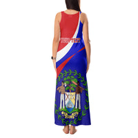 Personalised Belize Independence Day Tank Maxi Dress Coat Of Arms Curve Style - Wonder Print Shop