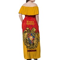 Armenia Independence Day Off Shoulder Maxi Dress Armenian Coat Of Arms 32st Anniversary - Wonder Print Shop