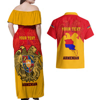 Personalised Armenia Independence Day Couples Matching Off Shoulder Maxi Dress and Hawaiian Shirt Armenian Coat Of Arms 32st Anniversary - Wonder Print Shop