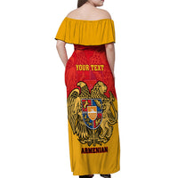 Personalised Armenia Independence Day Off Shoulder Maxi Dress Armenian Coat Of Arms 32st Anniversary - Wonder Print Shop