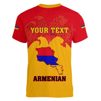 Personalised Armenia Independence Day Women V Neck T Shirt Armenian Coat Of Arms 32st Anniversary - Wonder Print Shop
