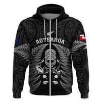 Custom New Zealand Aotearoa Rugby Hoodie NZ Tiki With Maori Fern World Cup Black Version - Wonder Print Shop