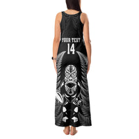 Custom New Zealand Aotearoa Rugby Tank Maxi Dress NZ Tiki With Maori Fern World Cup Black Version - Wonder Print Shop