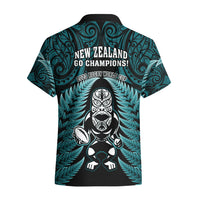 New Zealand Aotearoa Rugby Hawaiian Shirt NZ Tiki With Maori Fern World Cup Turquoise Version - Wonder Print Shop