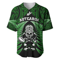New Zealand Aotearoa Rugby Baseball Jersey NZ Tiki With Maori Fern World Cup Green Version - Wonder Print Shop