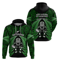 New Zealand Aotearoa Rugby Hoodie NZ Tiki With Maori Fern World Cup Green Version - Wonder Print Shop