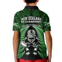 New Zealand Aotearoa Rugby Kid Polo Shirt NZ Tiki With Maori Fern World Cup Green Version - Wonder Print Shop